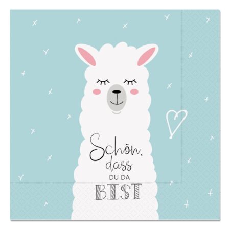 Serviette Zoofreunde "Schön, dass es Dich gibt" (Lama)