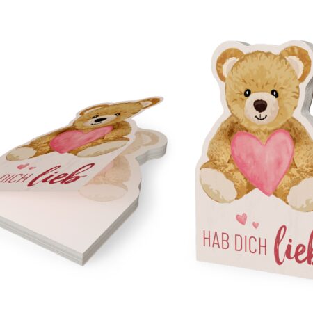 Notizblock Liebe Wünsche "Hab Dich lieb" (Teddybär)