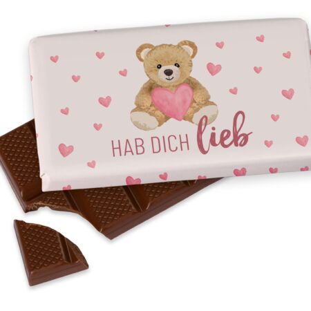Schokolade 40g Liebe Wünsche "Hab Dich lieb" (Teddybär)