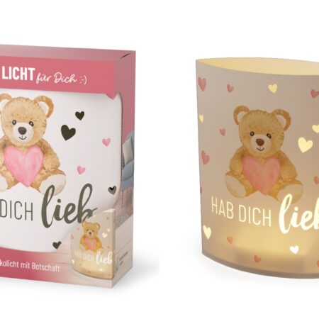 Poesielicht Liebe Wünsche "Hab Dich lieb" (Teddybär)