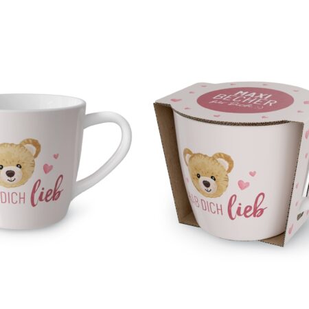 Maxibecher 400ml Liebe Wünsche "Hab Dich lieb" (Teddybär)
