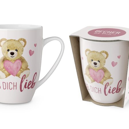 Becher 250ml Liebe Wünsche "Hab Dich lieb" (Teddybär)