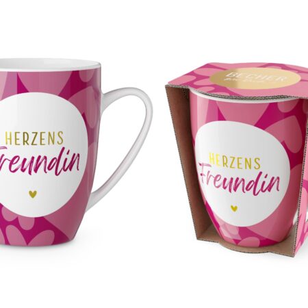 Becher 250ml Auf uns Mädels "Herzensfreundin"