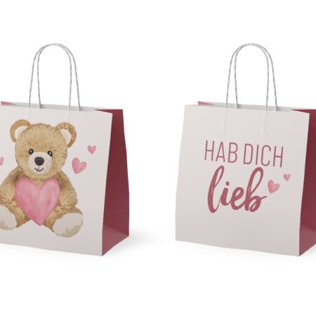 Mini-Geschenktüte Liebe Wünsche "Hab Dich lieb" (Teddybär)