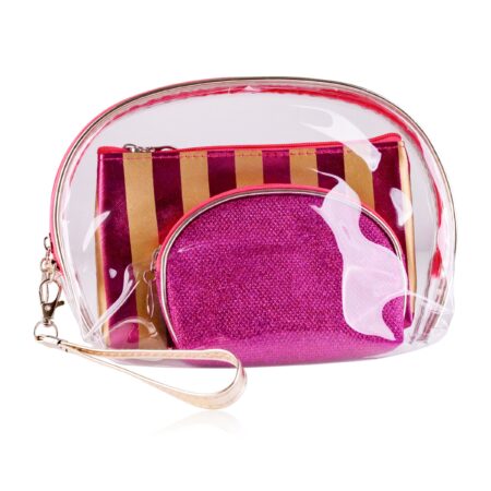 Kosmetiktaschenset Glitter/Streifen