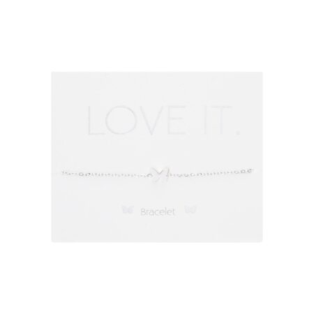 Armband - "Love it." - versilbert - Schmetterling
