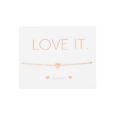 Armband - "Love it." - rosévergoldet - Herz