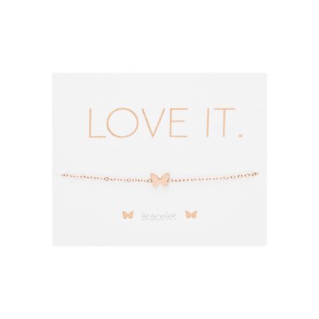 Armband - "Love it." - rosévergoldet - Schmetterling