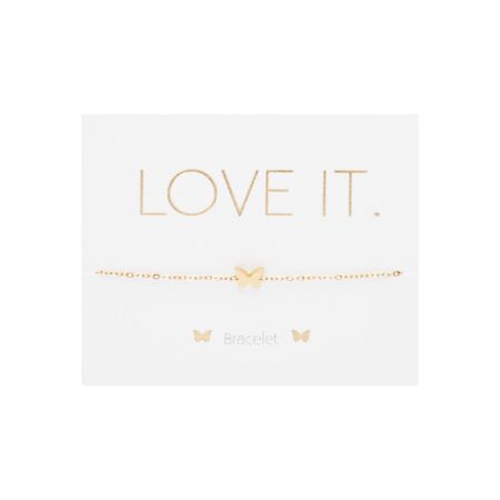 Armband - "Love it." - vergoldet - Schmetterling
