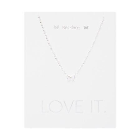 Halskette - "Love it." - versilbert - Schmetterling