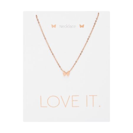 Halskette - "Love it." - rosévergoldet - Schmetterling
