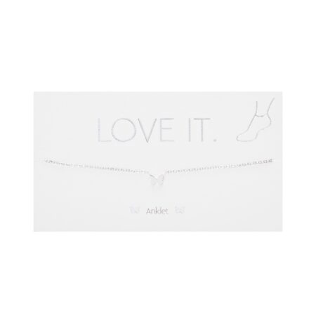 Fusskettchen - "Love it." - versilbert - Schmetterling