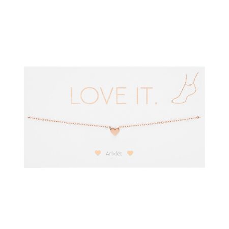 Fusskettchen - "Love it." - rosévergoldet - Herz