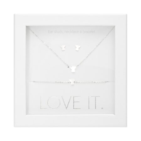 Geschenkset - "Love it." - versilbert - Engel