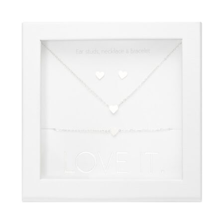 Geschenkset - "Love it." - versilbert - Herz