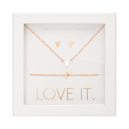 Geschenkset - "Love it." - rosévergoldet - Engel