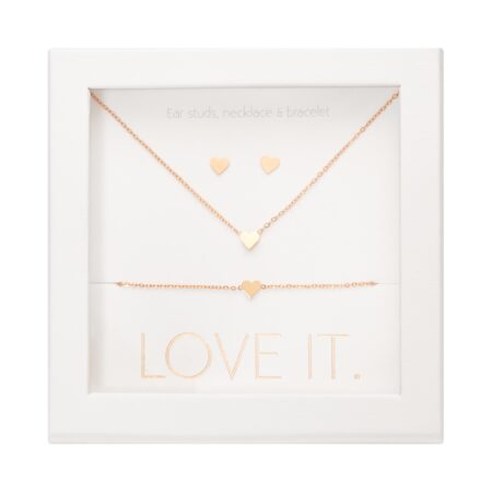 Geschenkset - "Love it." - rosévergoldet - Herz
