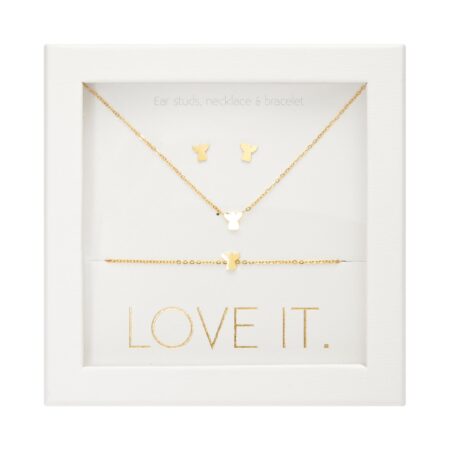 Geschenkset - "Love it." - vergoldet - Engel