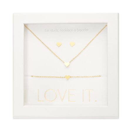 Geschenkset - "Love it." - vergoldet - Herz