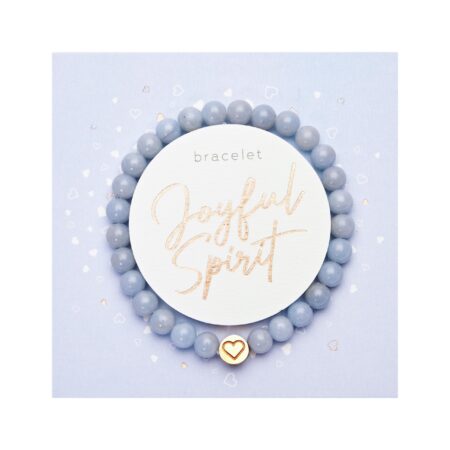 Armband - "Joyful Spirit" - Angelit - Edelstahl-Element rosévergoldet mit Herz-Gravur