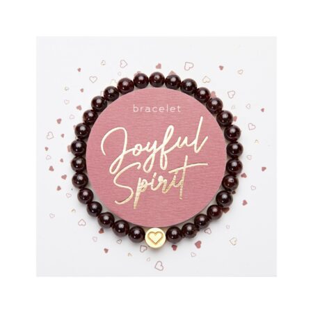 Armband - "Joyful Spirit" - Granat - Edelstahl-Element vergoldet mit Herz-Gravur