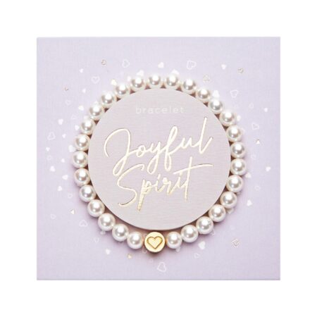 Armband - "Joyful Spirit" - Perle - Edelstahl-Element vergoldet mit Herz-Gravur