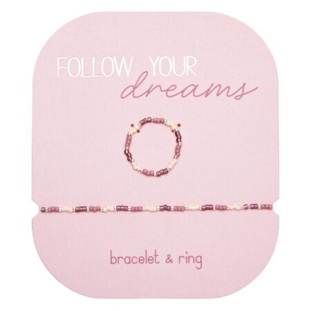 Geschenkset Armband & Ring - "Follow your Dreams" - Beere