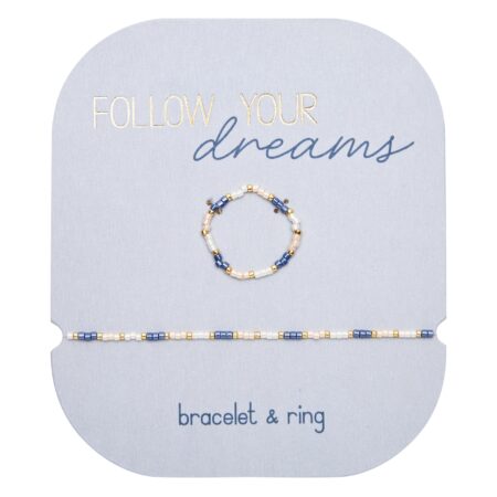 Geschenkset Armband & Ring - "Follow your Dreams" - Blau