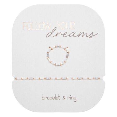 Geschenkset Armband & Ring - "Follow your Dreams" - Grau