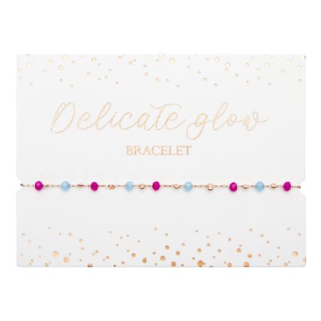 Armband - "Delicate Glow" - rosévergoldet - Pink-Türkis