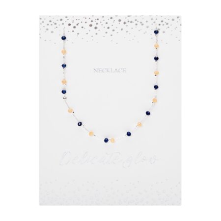Halskette - "Delicate Glow" - versilbert - Orange-Blau