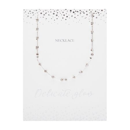 Halskette - "Delicate Glow" - versilbert - Grau