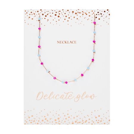 Halskette - "Delicate Glow" - rosévergoldet - Pink-Türkis