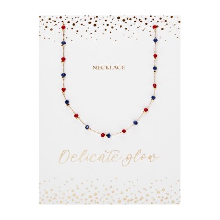 Halskette - "Delicate Glow" - vergoldet - Rot-Blau