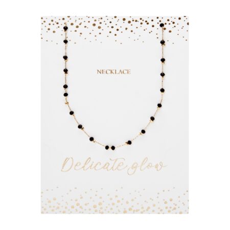 Halskette - "Delicate Glow" - vergoldet - Schwarz