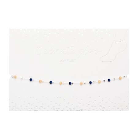 Fusskettchen - "Delicate Glow" - versilbert - Orange-Blau
