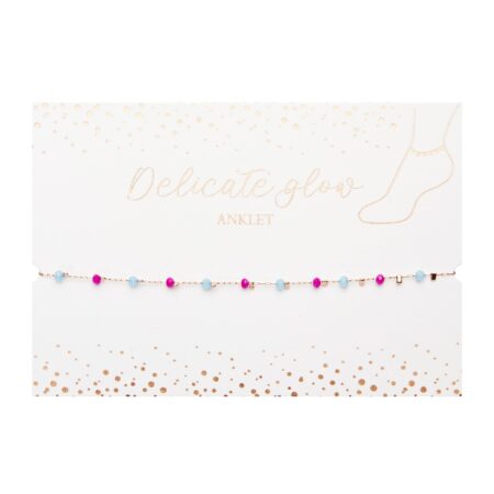 Fusskettchen - "Delicate Glow" - rosévergoldet - Pink-Türkis