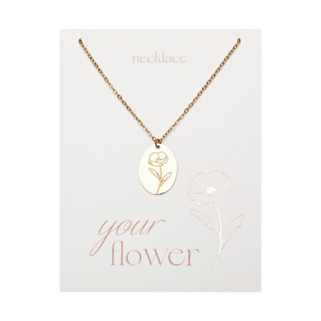 Halskette - "Your Flower" - vergoldet - Mohnblume