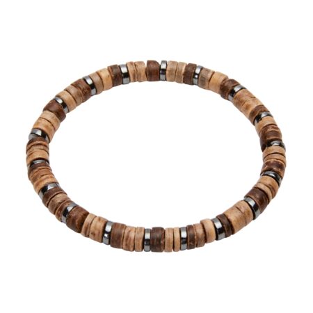 Armband - "VIRO" - XL - Breites Holz und Hämatit