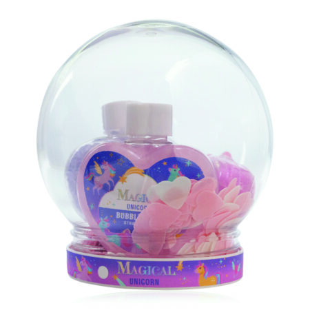 Badeset MAGICAL UNICORN in Geschenkbox "Schneekugel"