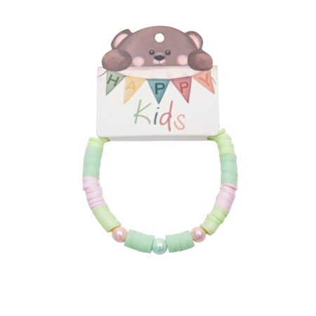 Armband - "Happy Kids" - Heishi - Grün-Rosa