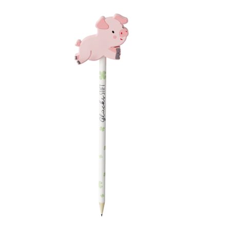 Bleistift mit Tiermotiv-Topper aus Kunststoff Liebe Wünsche (Schweinchen)