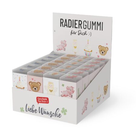 Radiergummi im Display Liebe Wünsche MIX