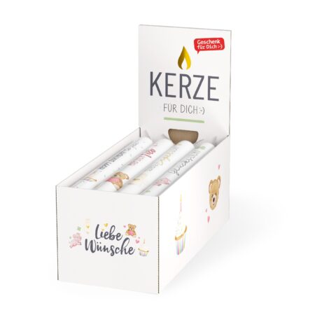 Stabkerze im Display Liebe Wünsche MIX