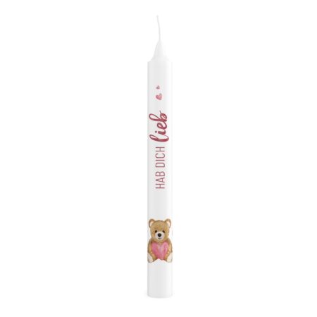 Stabkerze Liebe Wünsche "Hab Dich lieb" TEDDYBÄR