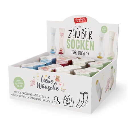 Zaubersocken Gr.36-40 im Display Liebe Wünsche MIX