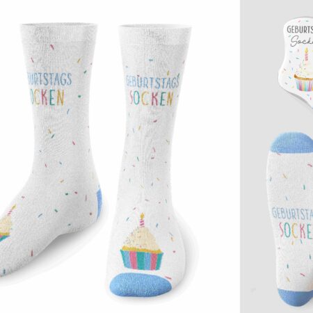 Zaubersocken Gr.36-40 im Display Liebe Wünsche Geburtstagssocken (Torte)