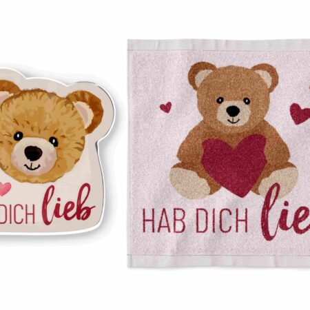 Magisches Handtuch Liebe Wünsche "Hab Dich lieb" (Teddybär)