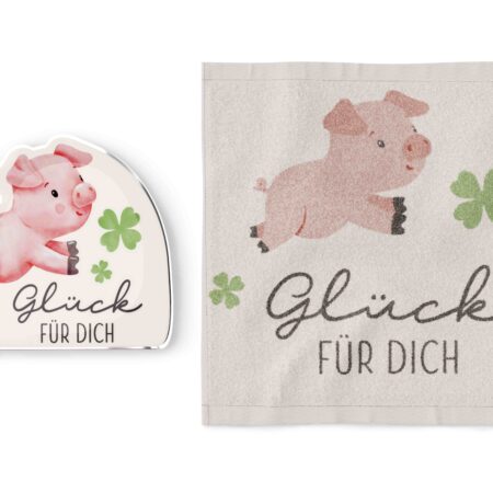 Magisches Handtuch Liebe Wünsche "Glück für Dich" (Schweinchen)