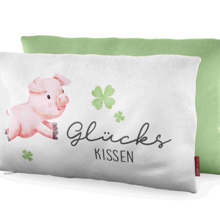 Kissen 25x40cm Liebe Wünsche Glückskissen (Schweinchen)